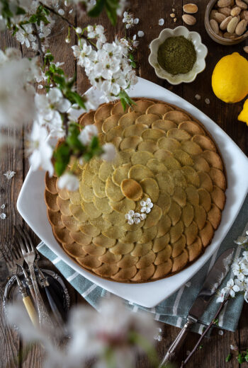 Torta al Matcha con mandorle e limone